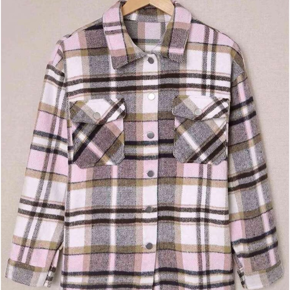 New plaid flannel button down jacket or top - Picture 7 of 9